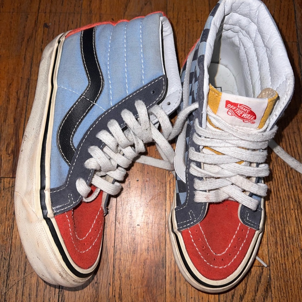 Vans Kids High-Top Sneakers - Red, Blue, and Black